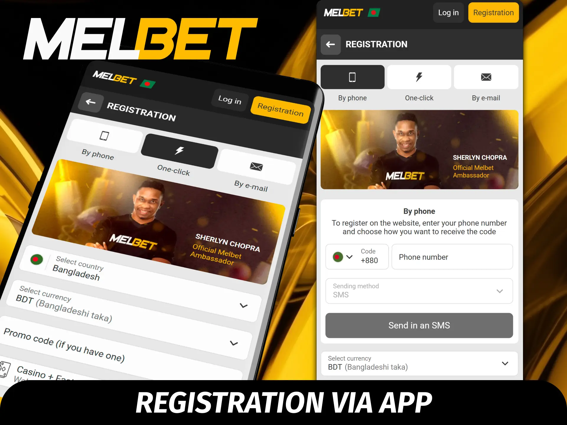 Explore the one-click, phone, and email registration options available on the Melbet Bangladesh app.