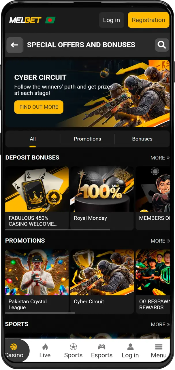 Claim a one hundred percent sports welcome bonus up to twelve thousand BDT at Melbet Bangladesh.